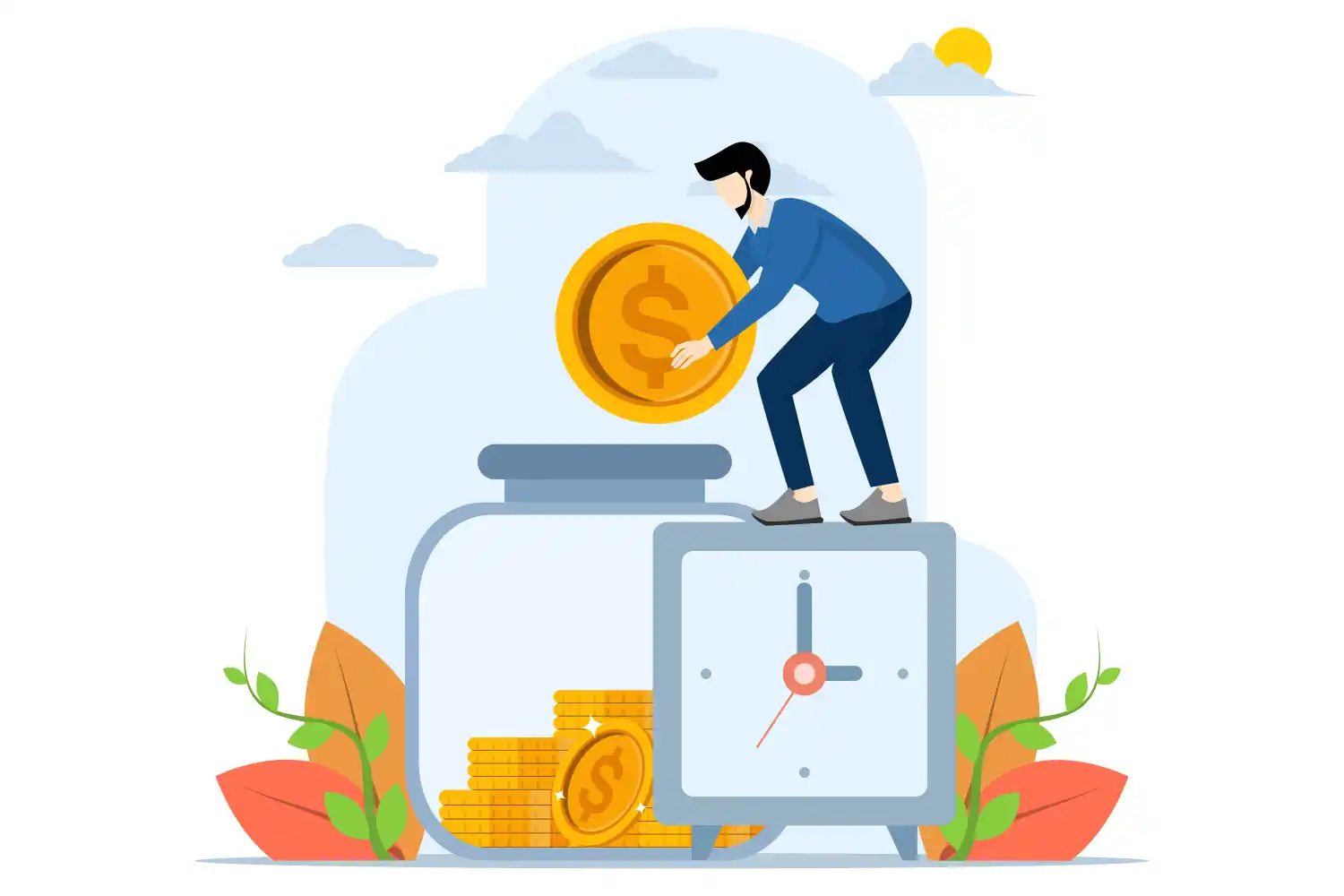 Vector illustration about the concept of investment or longterm savings for retirement funds