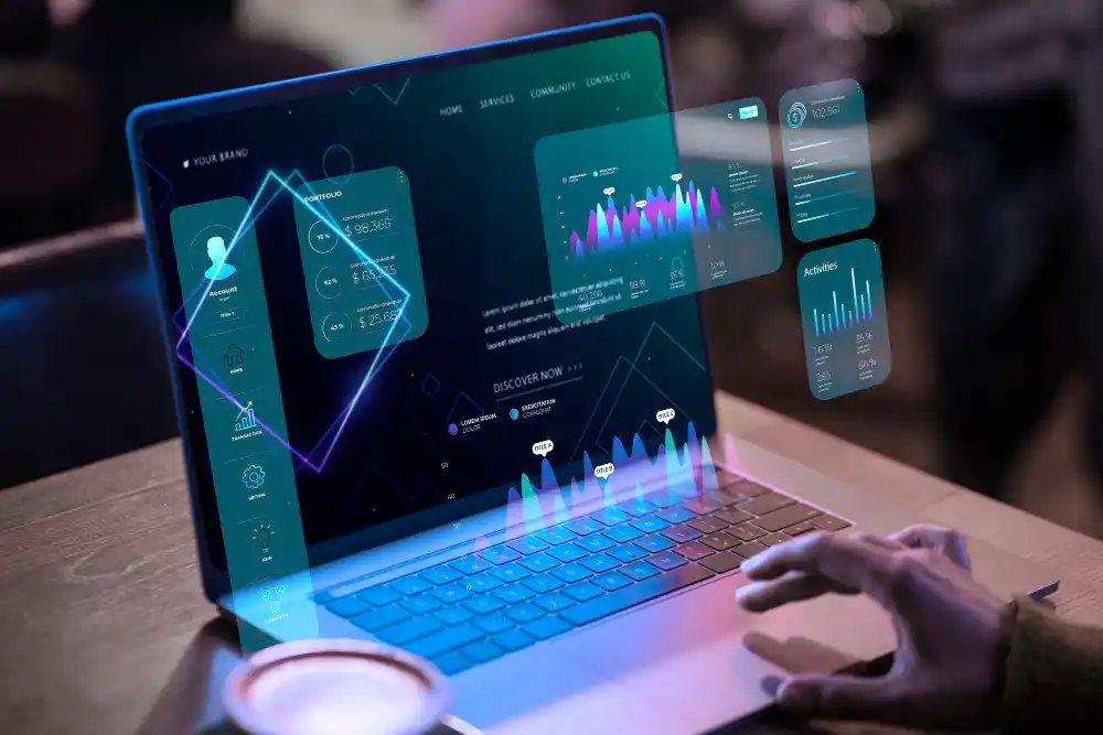 Web platform strategy dashboard with data analytics, user insights, and digital performance visualization